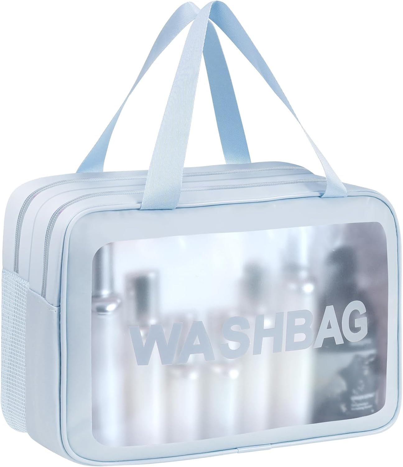 Aucuu Borse Da Toilette Trasparente, 3 Pezzi Beauty Case Trasparente, PVC Trousse Da Viaggio Impermeabile, Borsa Cosmetici Da Viaggio, Cosmetici Trucco Portatile per Bagno, Piscina, Aereo