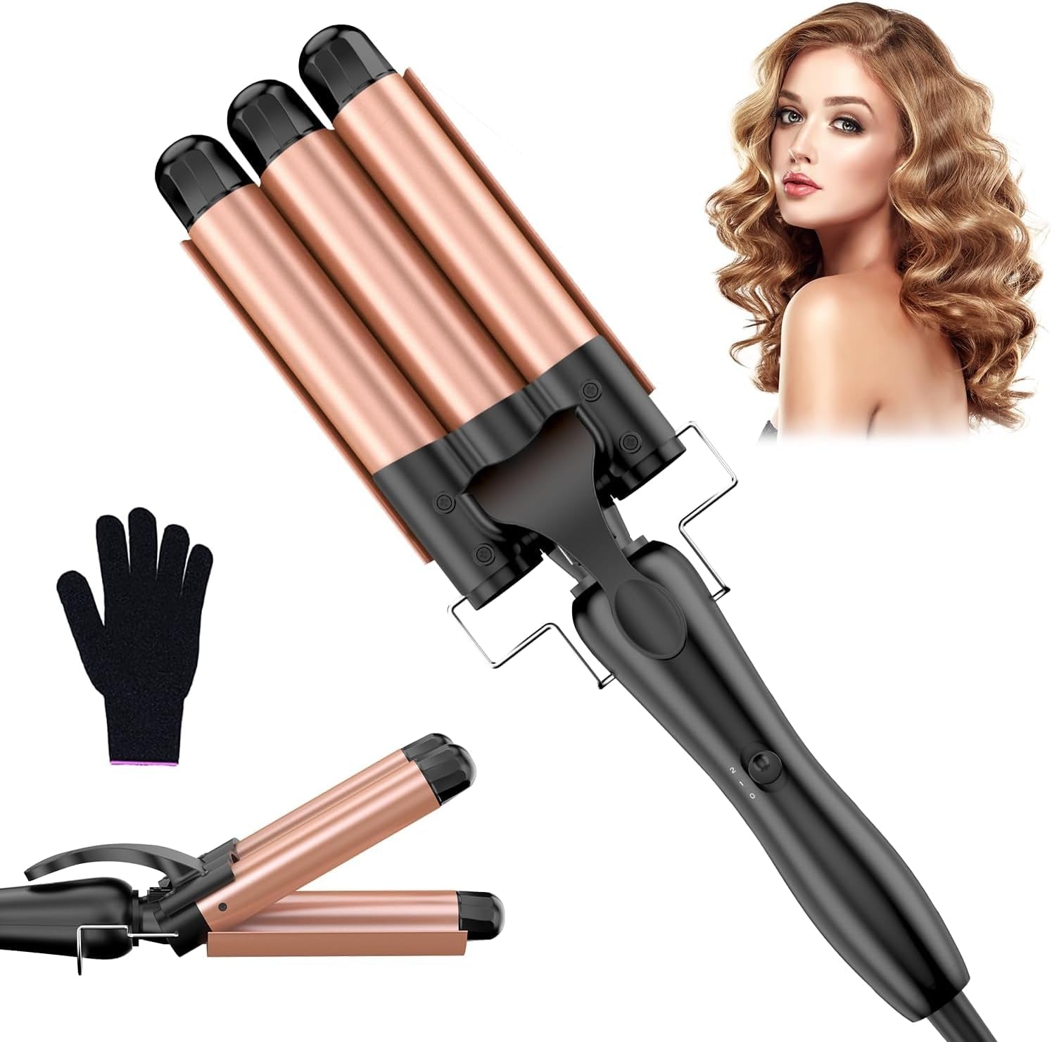 Ferro Arricciacapelli Professionale Con Cono Arricciacapelli, 25Mm Ferro per Capelli Onde in Ceramica per Boccoli Perfetti E Capelli Ondulati - Stile Versatile E Duraturo, Rosa