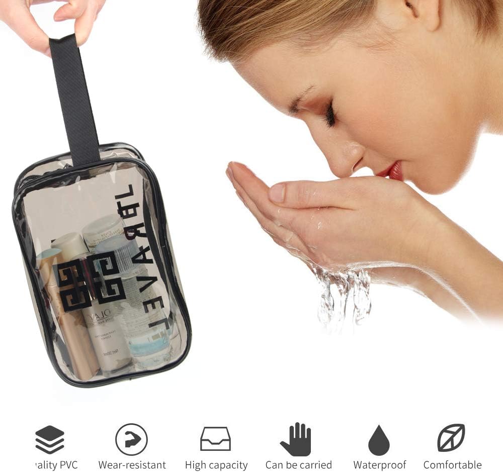 Sacchetto Cosmetico Unisex 3 Pezzi Trasparente PVC Impermeabile Borse Da Toilette Di Cerniera Trucco Pochette