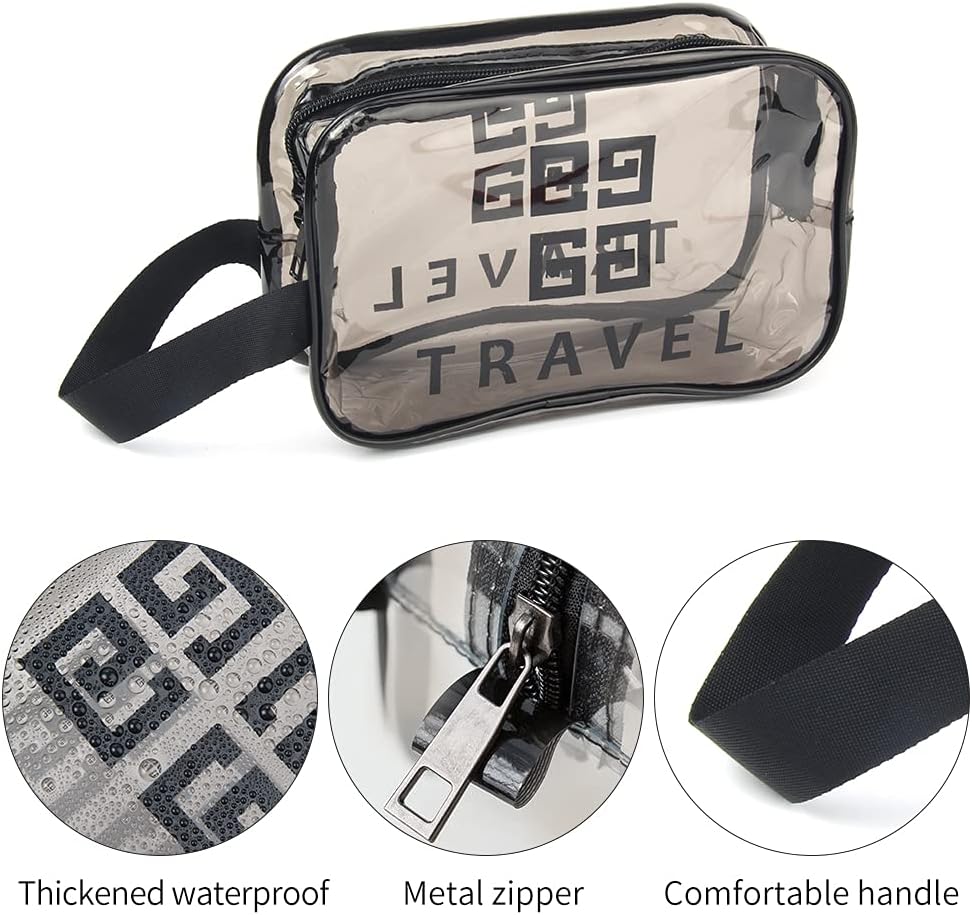 Sacchetto Cosmetico Unisex 3 Pezzi Trasparente PVC Impermeabile Borse Da Toilette Di Cerniera Trucco Pochette