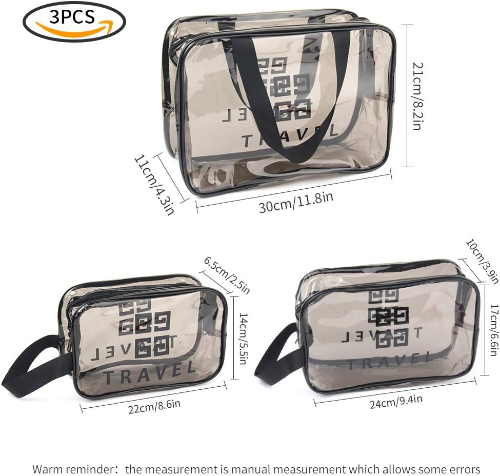 Sacchetto Cosmetico Unisex 3 Pezzi Trasparente PVC Impermeabile Borse Da Toilette Di Cerniera Trucco Pochette