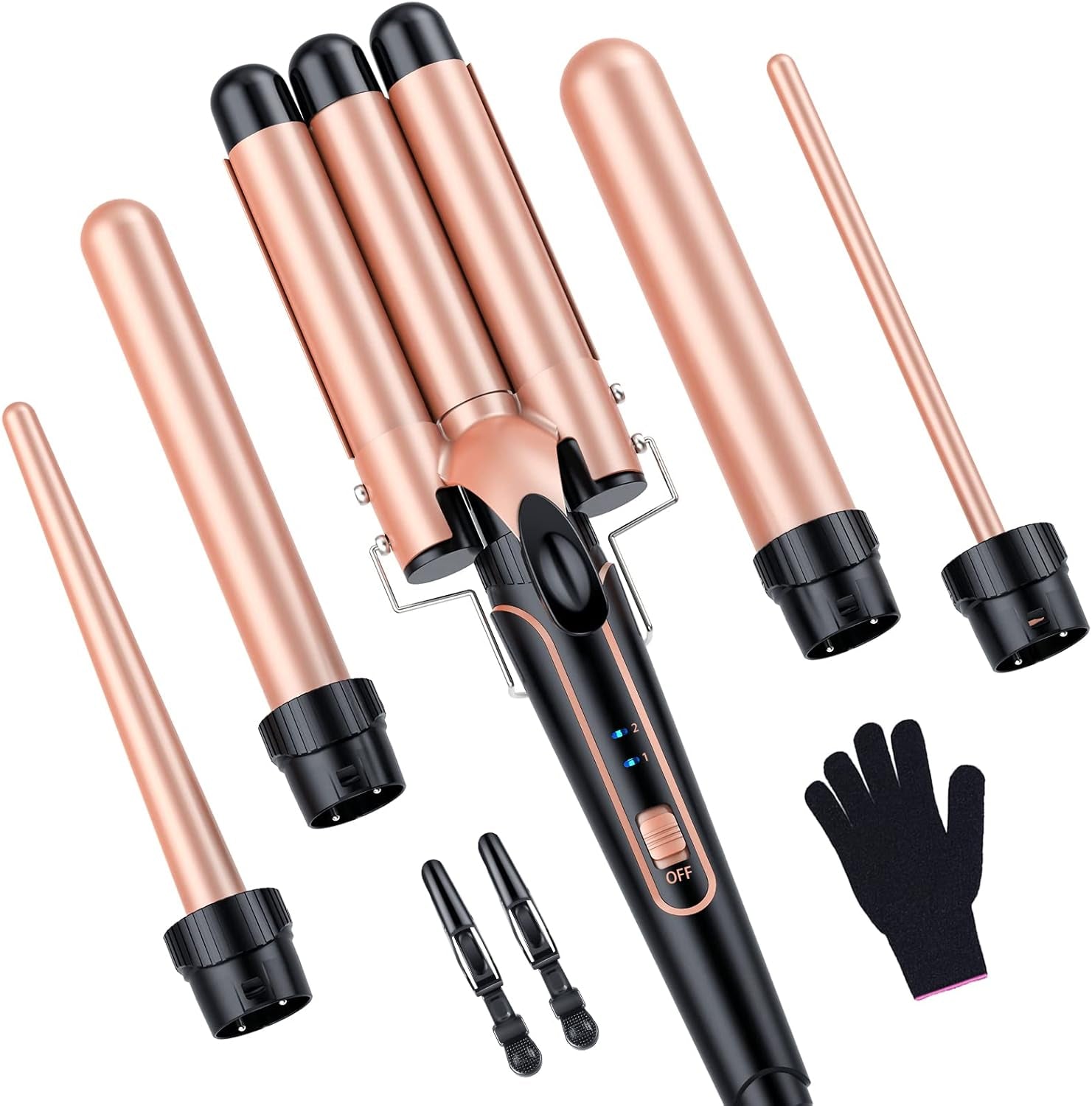Ferro Arricciacapelli Professionale Con Cono Arricciacapelli, 25Mm Ferro per Capelli Onde in Ceramica per Boccoli Perfetti E Capelli Ondulati - Stile Versatile E Duraturo, Rosa