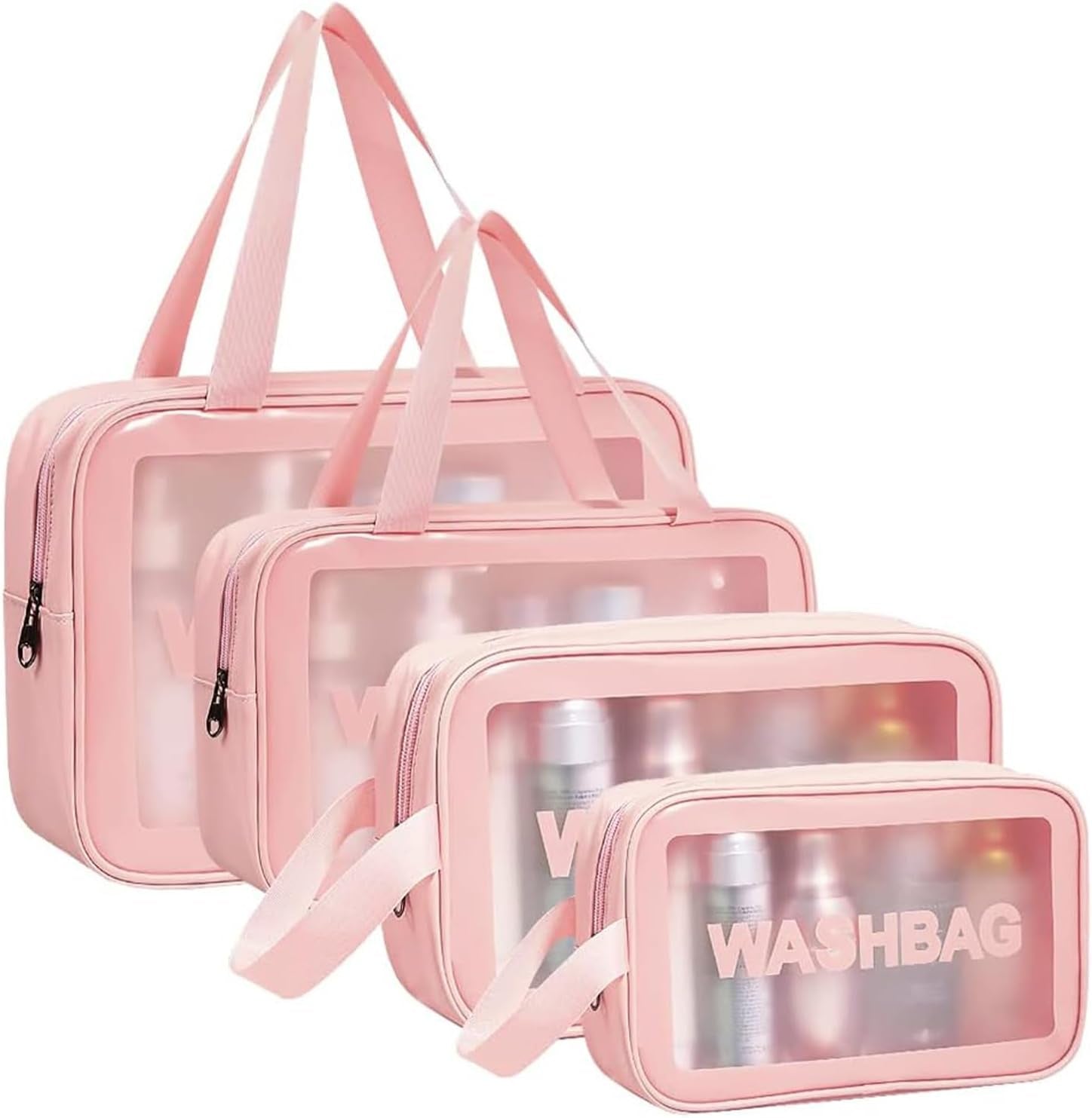 Aucuu Borse Da Toilette Trasparente, 3 Pezzi Beauty Case Trasparente, PVC Trousse Da Viaggio Impermeabile, Borsa Cosmetici Da Viaggio, Cosmetici Trucco Portatile per Bagno, Piscina, Aereo