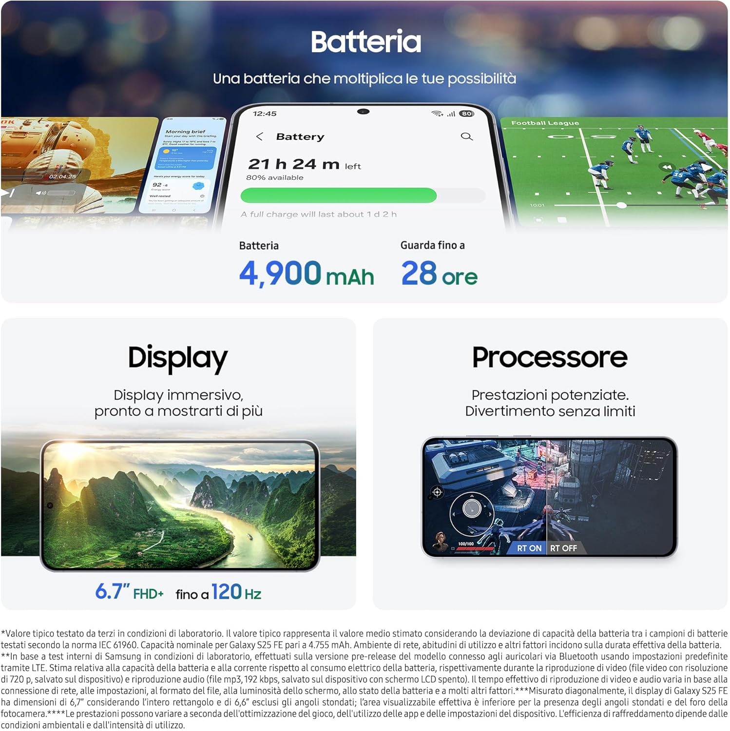 Samsung Galaxy S25 FE Smartphone AI, 3 Anni Di Garanzia Del Produttore, Display Dynamic AMOLED 2X 6.7'', Fotocamera 50MP, IP68, 8GB RAM, 256GB, Batteria a Lunga Durata, Navy 