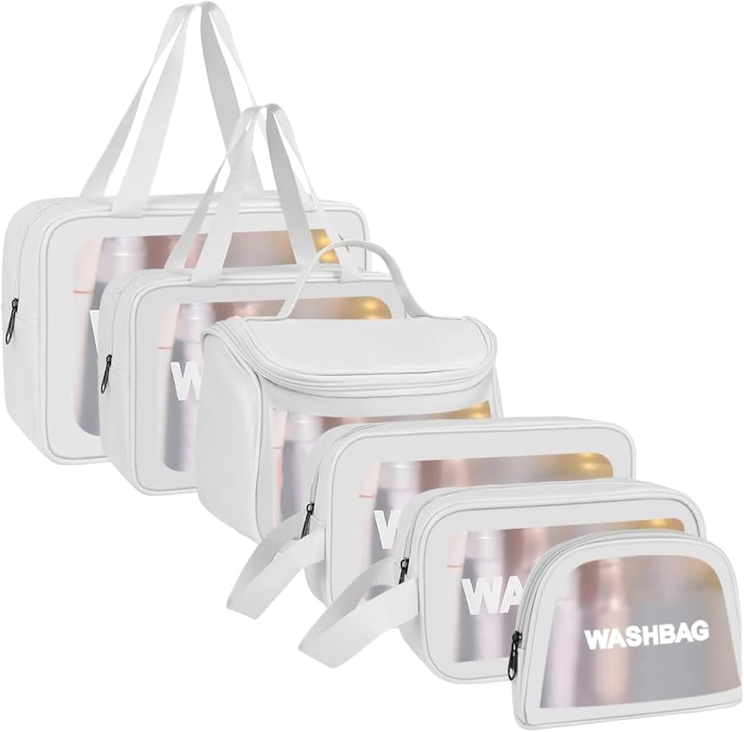 Aucuu Borse Da Toilette Trasparente, 3 Pezzi Beauty Case Trasparente, PVC Trousse Da Viaggio Impermeabile, Borsa Cosmetici Da Viaggio, Cosmetici Trucco Portatile per Bagno, Piscina, Aereo