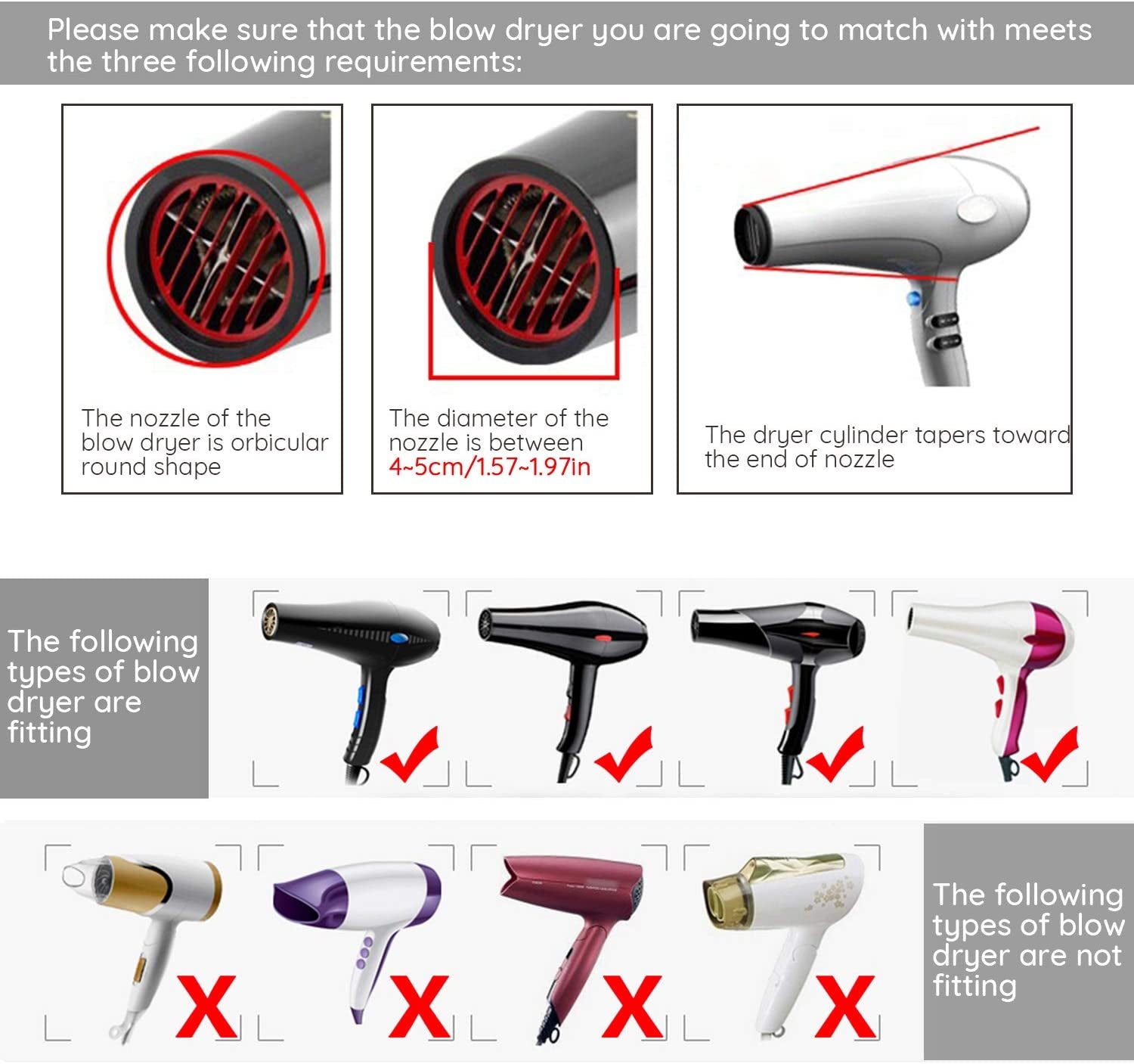 Diffusore per Asciugacapelli, Segbeauty Diffusore per Capelli Aggiornato per Capelli Ricci Ondulati Attacco per Diffusore Professionale per Soffiatore Con Ugello 1.57 "-1.97"