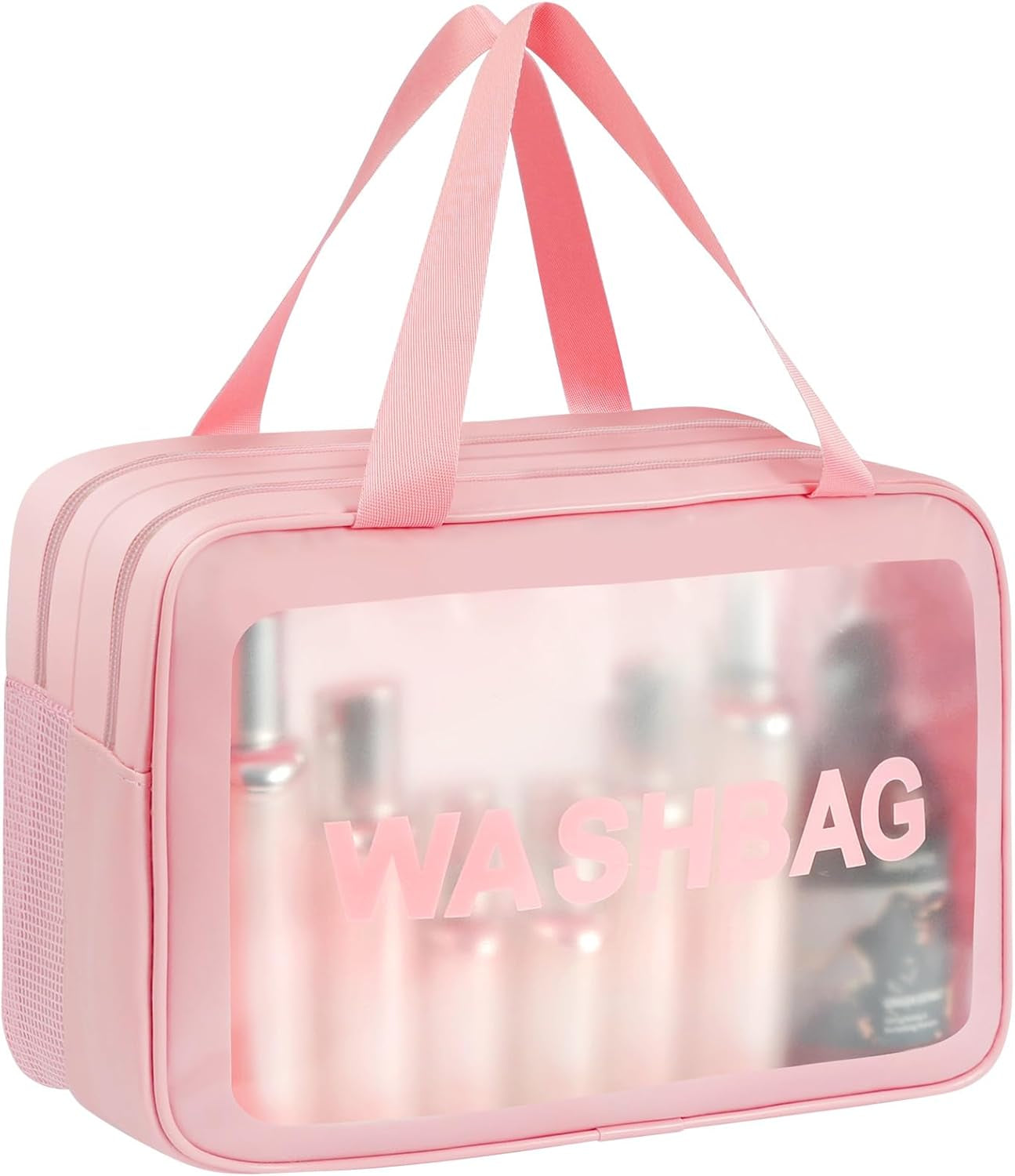 Aucuu Borse Da Toilette Trasparente, 3 Pezzi Beauty Case Trasparente, PVC Trousse Da Viaggio Impermeabile, Borsa Cosmetici Da Viaggio, Cosmetici Trucco Portatile per Bagno, Piscina, Aereo