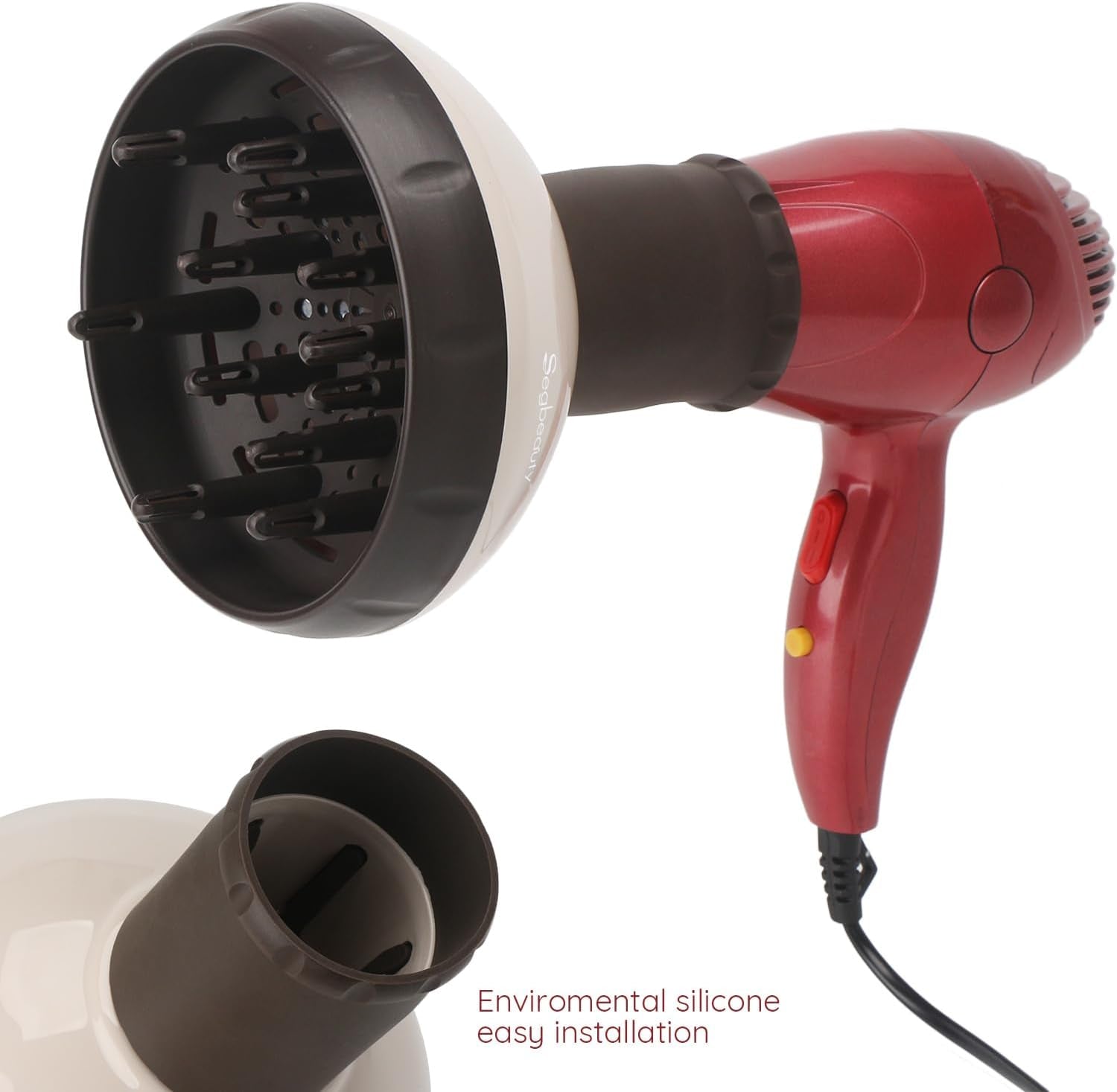 Diffusore per Asciugacapelli, Segbeauty Diffusore per Capelli Aggiornato per Capelli Ricci Ondulati Attacco per Diffusore Professionale per Soffiatore Con Ugello 1.57 "-1.97"