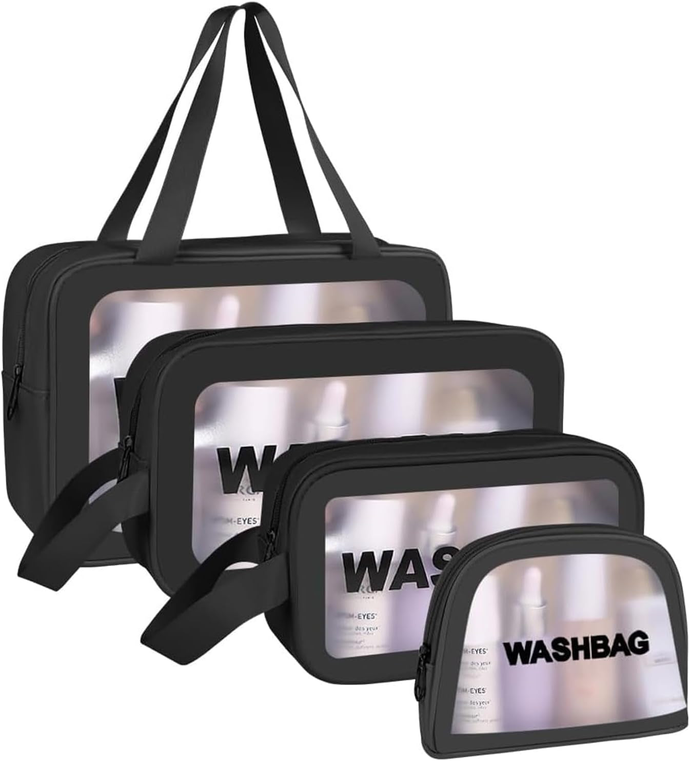 Aucuu Borse Da Toilette Trasparente, 3 Pezzi Beauty Case Trasparente, PVC Trousse Da Viaggio Impermeabile, Borsa Cosmetici Da Viaggio, Cosmetici Trucco Portatile per Bagno, Piscina, Aereo
