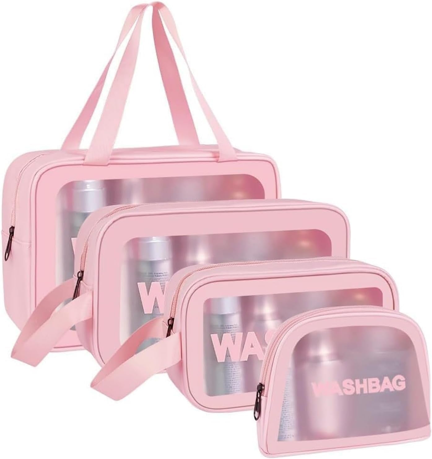 Aucuu Borse Da Toilette Trasparente, 3 Pezzi Beauty Case Trasparente, PVC Trousse Da Viaggio Impermeabile, Borsa Cosmetici Da Viaggio, Cosmetici Trucco Portatile per Bagno, Piscina, Aereo