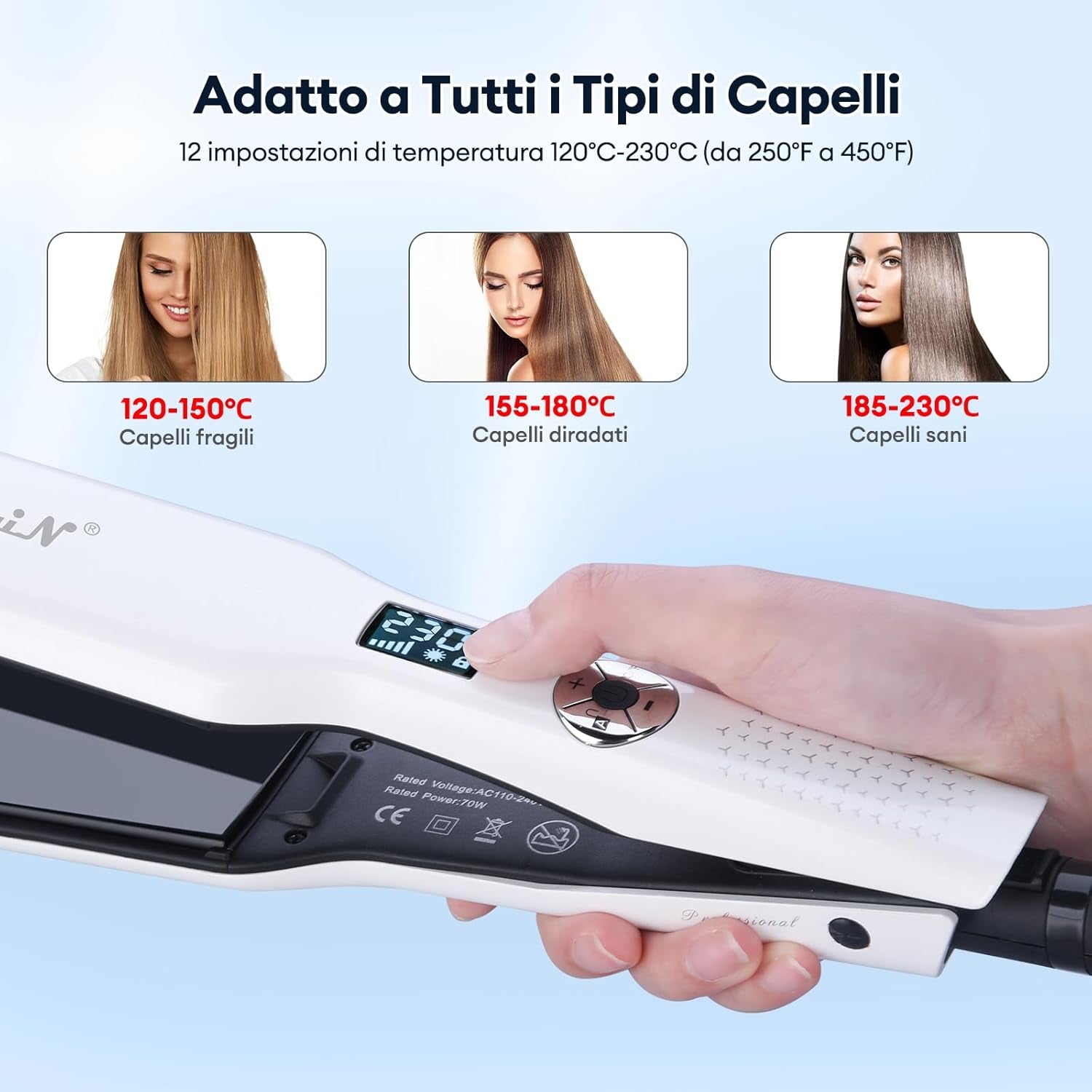 Ckeyin Arricciacapelli Automatico Professionale… (Arancione)