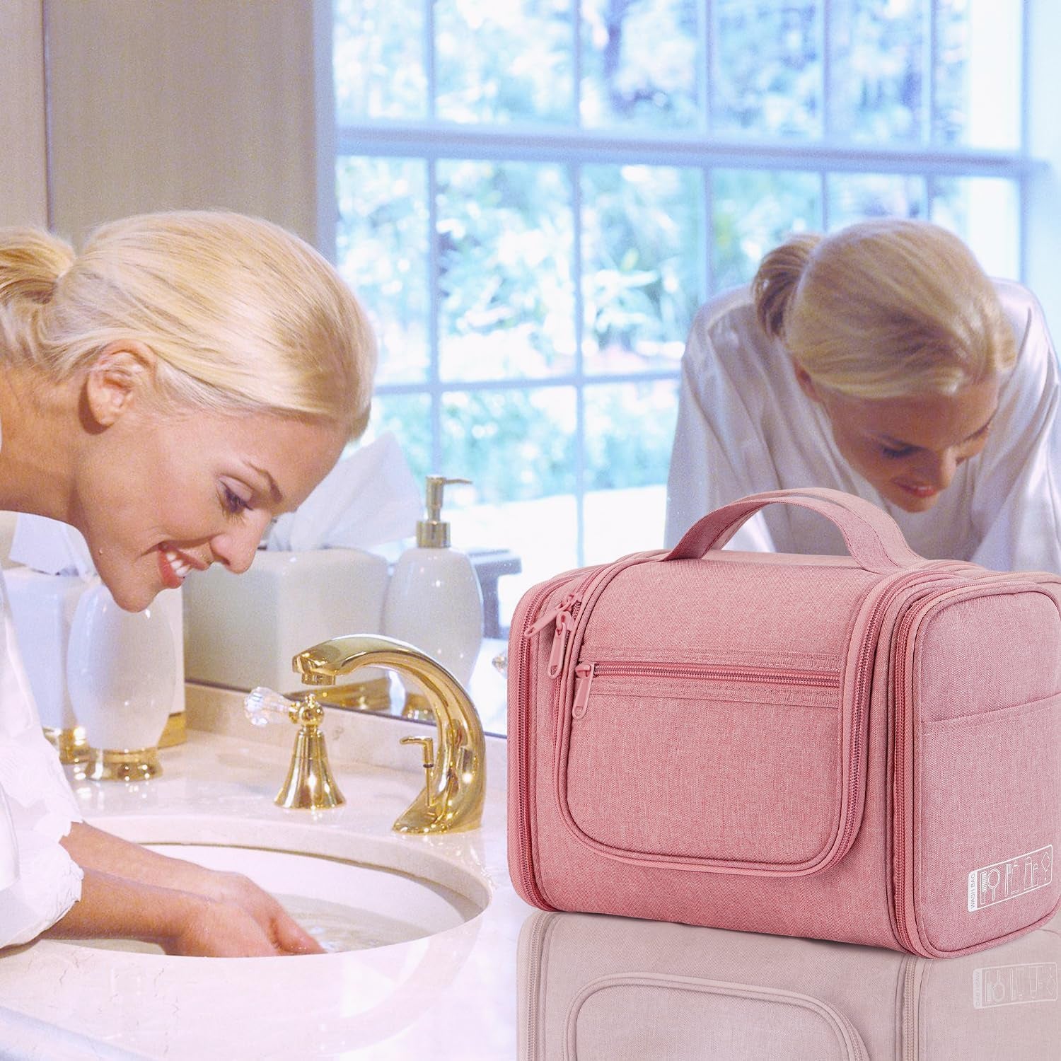 WANDF Grande Borsa Da Bagno Da Appendere per Donna, Borsa Da Toilette Da Uomo, Grande, per Campeggio, Viaggi, per Bambini, Donne E Uomini