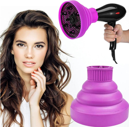 Diffusore Silicone Universale,Diffusore Capelli Ricci,Diffusore Portatile Capelli Ricci,Diffusore Capelli Ricci Universale in Silicone,Diffusore Pieghevole Capelli Ricci (Viola)