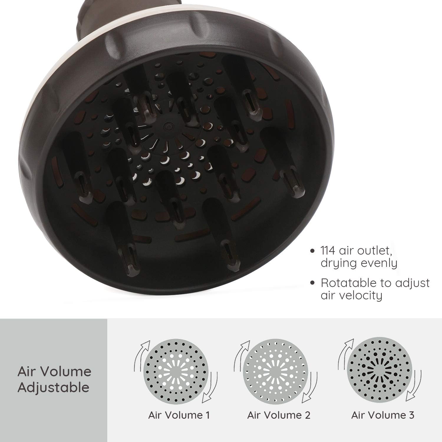 Diffusore per Asciugacapelli, Segbeauty Diffusore per Capelli Aggiornato per Capelli Ricci Ondulati Attacco per Diffusore Professionale per Soffiatore Con Ugello 1.57 "-1.97"