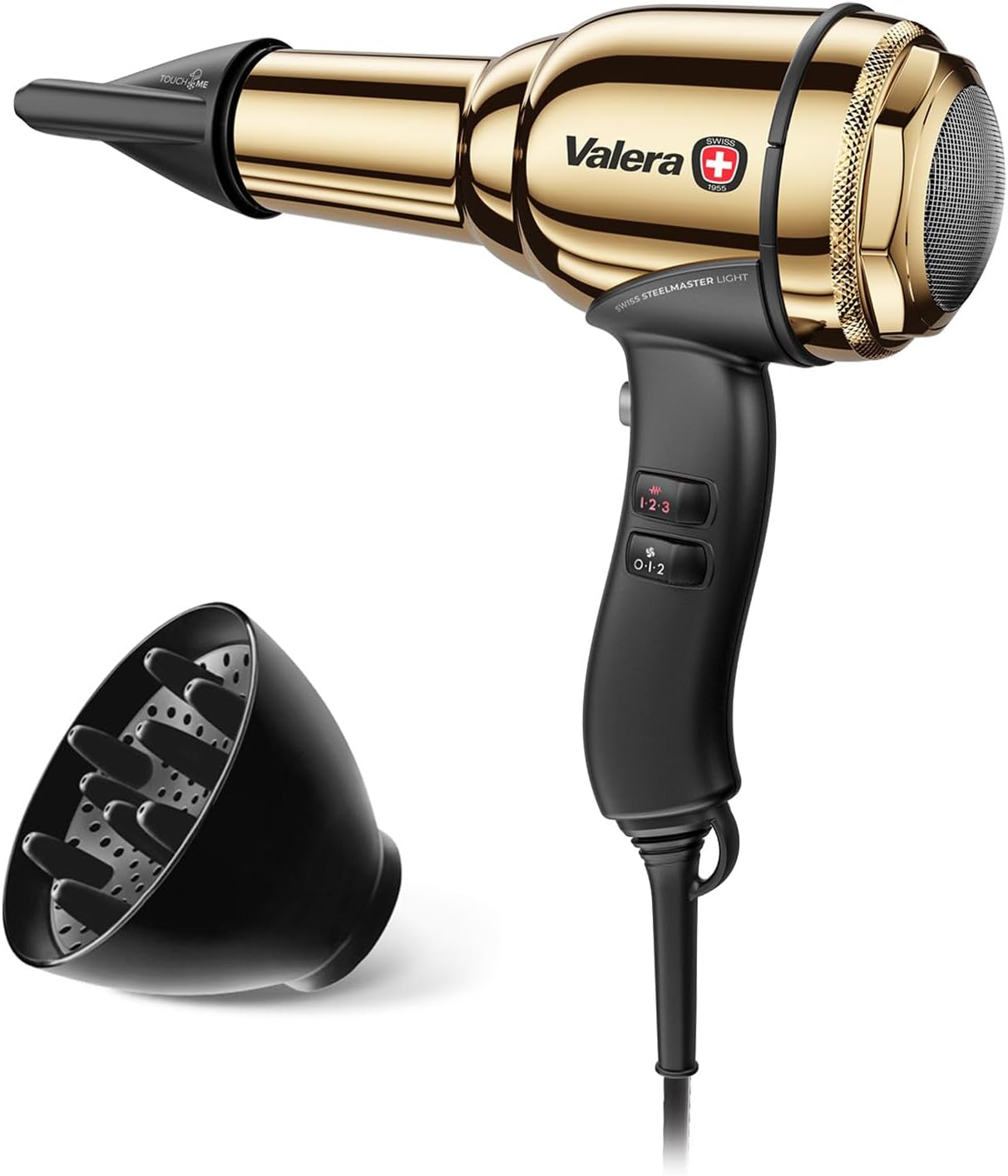Valera, Swiss Steel Master Light, Asciugacapelli Professionale in Acciaio Cromato, Phon Leggero Con Potente Motore, 3 Livelli Di Temperatura, Ionizzatore, 2000 W