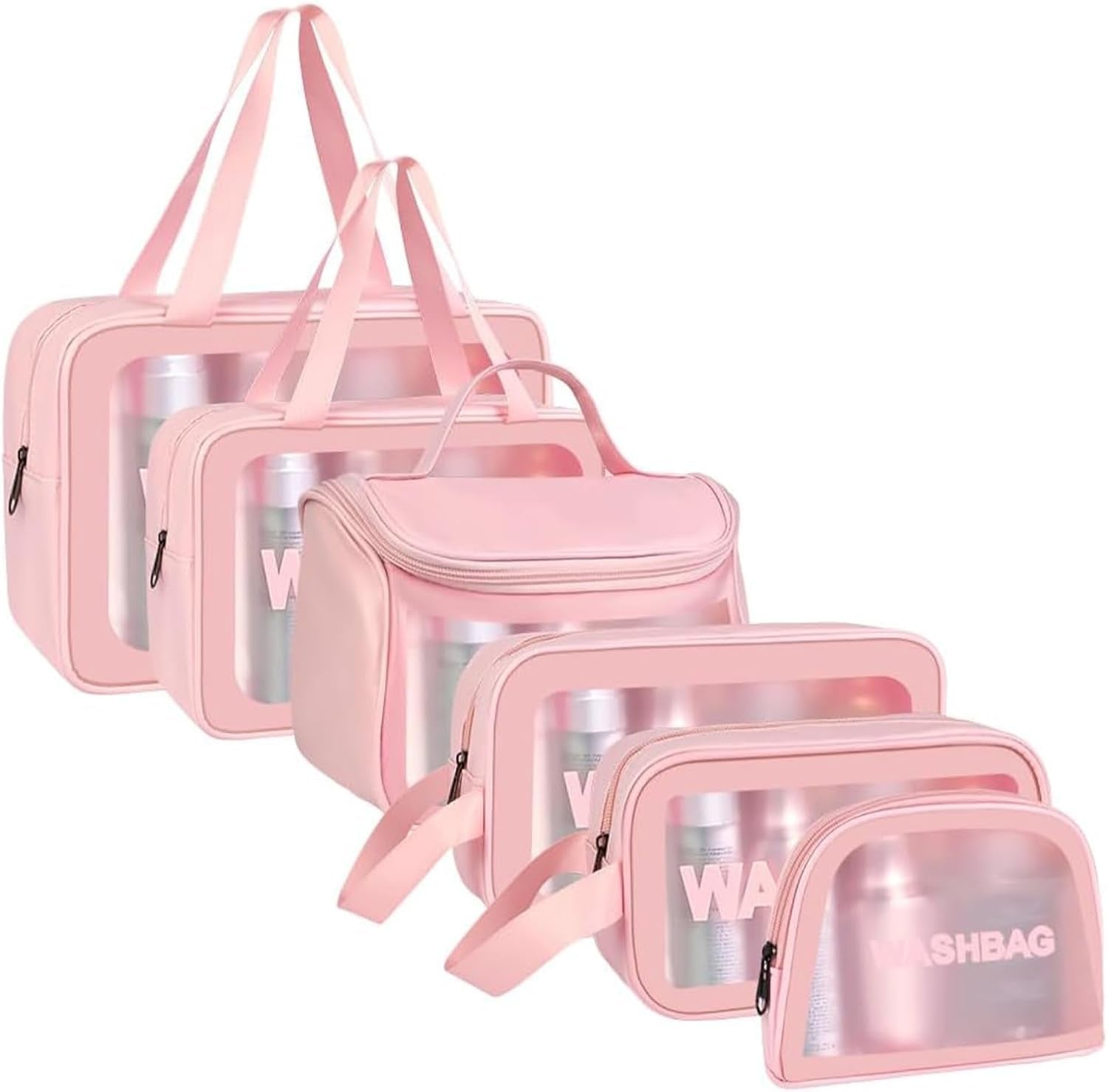 Aucuu Borse Da Toilette Trasparente, 3 Pezzi Beauty Case Trasparente, PVC Trousse Da Viaggio Impermeabile, Borsa Cosmetici Da Viaggio, Cosmetici Trucco Portatile per Bagno, Piscina, Aereo